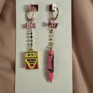 Betsey Johnson Pink Crayon Earrings